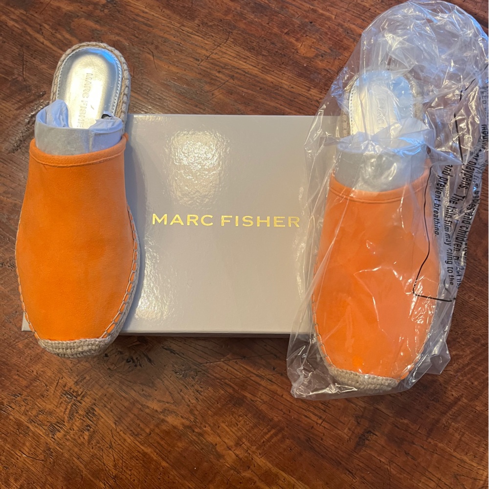 Marc Fisher Orange Suede Slip On Espadrille